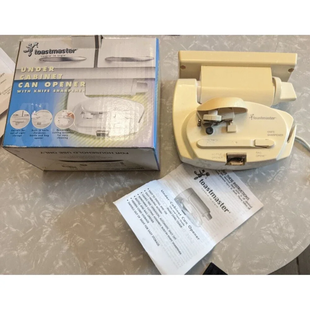 ✨ Toastmaster Under Cabinet Can Opener W/Knife Sharpener White 2246 Space Maker